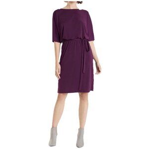Natori Matte‎ Jersey Blouson Dress In Plum Purple Stretch Office Size M Wedding